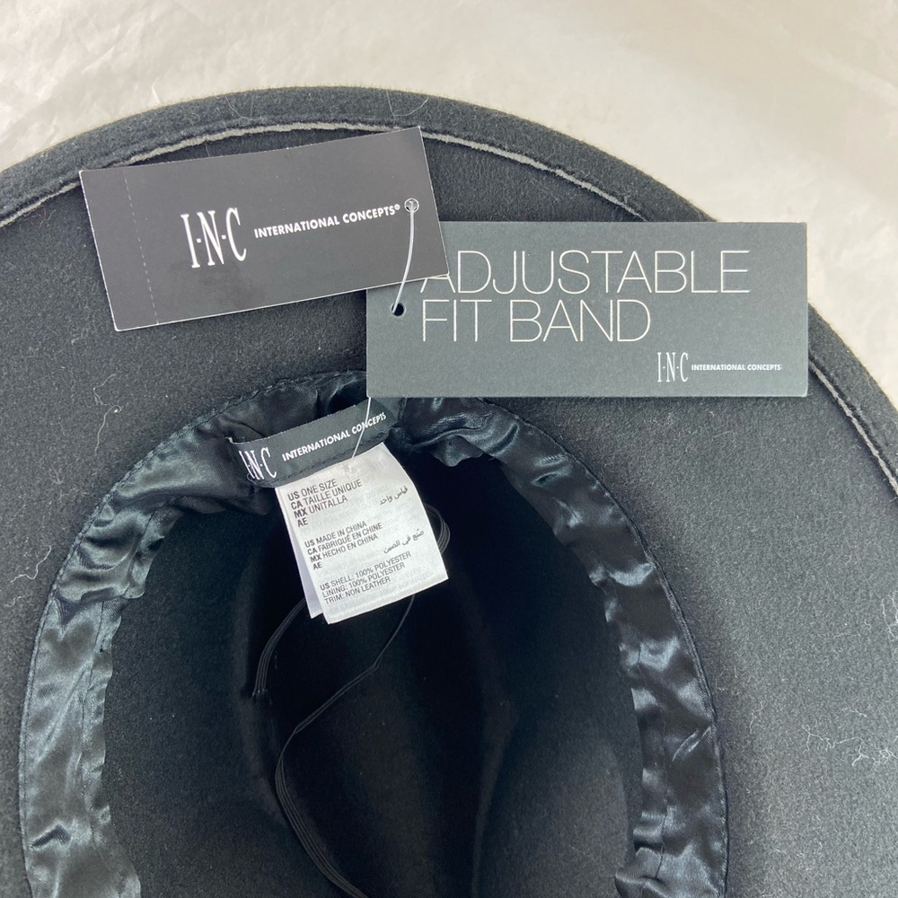 INC International Concepts Black Panama Hat with a Gold Tone Ring Hardware NWT - Picture 10 of 12